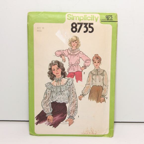 Vintage 70s Simplicity Sewing Pattern 8735 Prairie Top Size 10 Uncut - Picture 1 of 2